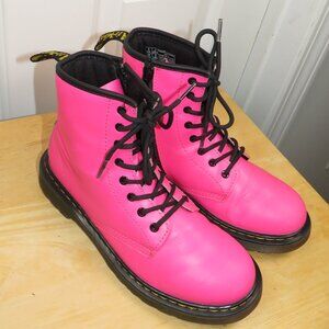 Doc Martens 1460 J Hot Pink Patent Leather Lace Up Combat Boots UK 3 Womens 5
